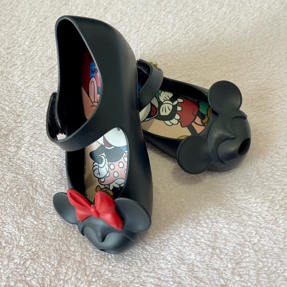 Mini Melissa Ultragirl Disney Mickey and Minnie Mouse Shoes Black size 9 - Picture 2 of 11